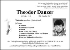 Traueranzeige Theodor Danzer