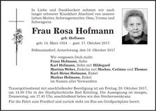 Traueranzeige Rosa Hofmann