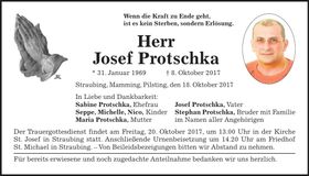 Traueranzeige Josef Protschka