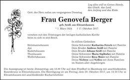 Traueranzeige Genovefa Berger