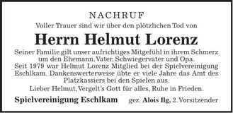 Traueranzeige Helmut Lorenz