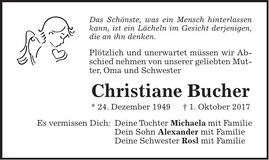 Traueranzeige Christiane Bucher