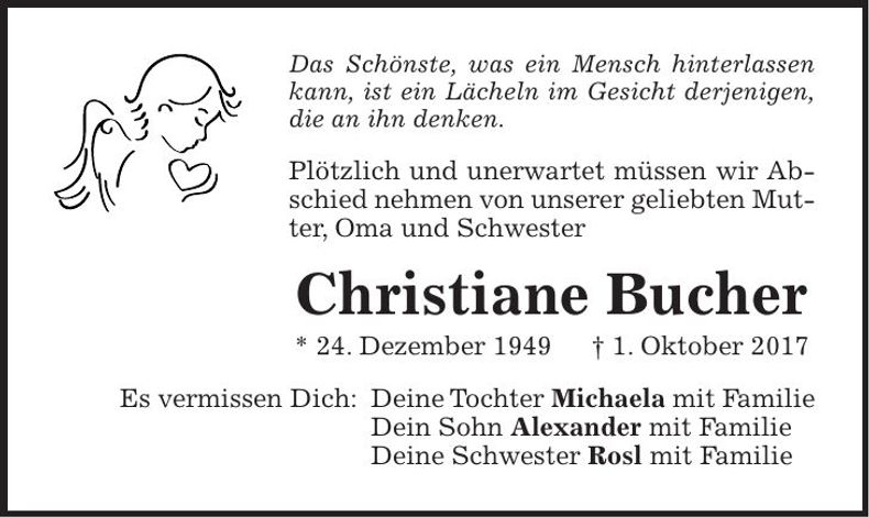Traueranzeige Christiane Bucher