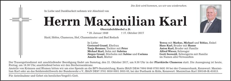 Traueranzeige Maximilian Karl