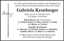 Traueranzeige Gabriela Kronberger