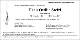 Traueranzeige Ottilie Stelzl