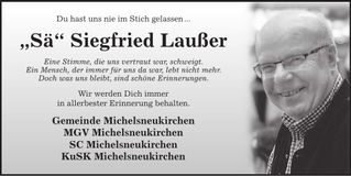 Traueranzeige Siegfried Laußer