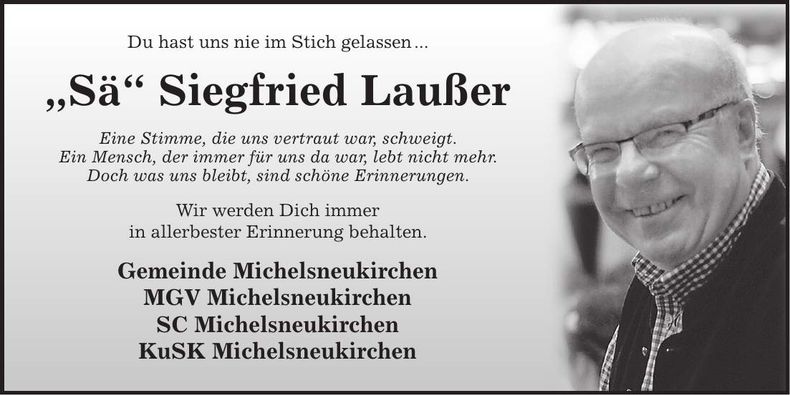 Traueranzeige Siegfried Laußer