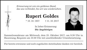 Traueranzeige Rupert Goldes