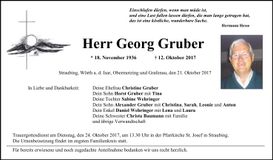 Traueranzeige Georg Gruber