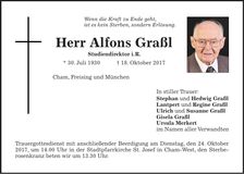 Traueranzeige Alfons Graßl