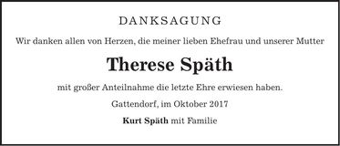 Traueranzeige Therese Späth
