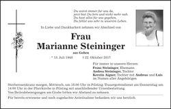 Traueranzeige Marianne Steininger