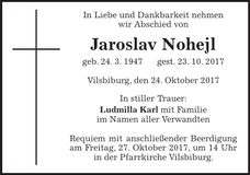 Traueranzeige Jaroslav Nohejl
