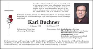 Traueranzeige Karl Buchner
