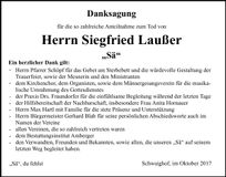 Traueranzeige Siegfried Laußer