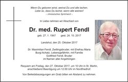 Traueranzeige Rupert Fendl