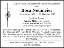Traueranzeige Rosa Neumeier