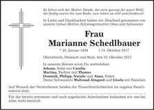 Traueranzeige Marianne Schedlbauer