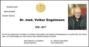 Traueranzeige Volker Engelmann