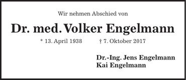 Traueranzeige Volker Engelmann