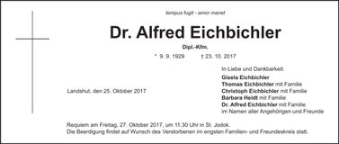Traueranzeige Alfred Eichbichler