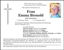 Traueranzeige Emma Bronold