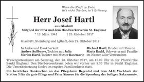 Traueranzeige Josef Hartl