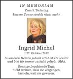 Traueranzeige Ingrid Michel
