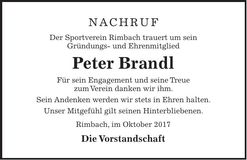 Traueranzeige Peter Brandl