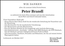 Traueranzeige Peter Brandl