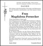 Traueranzeige Magdalena Pernecker