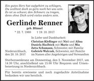 Traueranzeige Gerlinde Renner