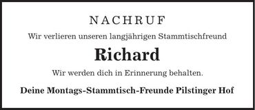 Traueranzeige Richard Hochholzer