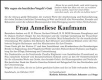 Traueranzeige Anneliese Kaufmann