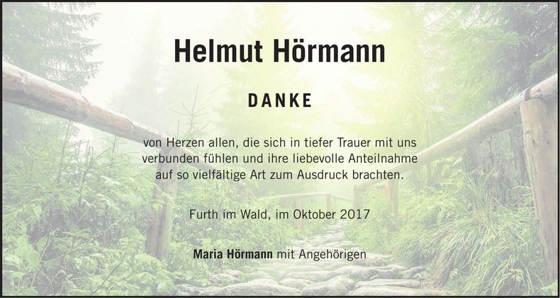 Traueranzeige Helmut Hörmann