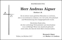Traueranzeige Andreas Aigner