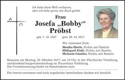 Traueranzeige Josefa Pröbst