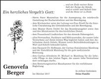 Traueranzeige Genovefa Berger