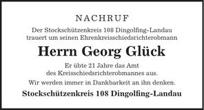 Traueranzeige Georg Glück
