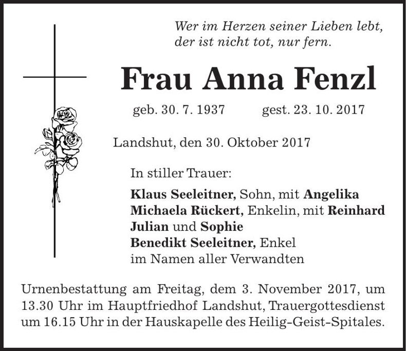 Traueranzeige Anna Fenzl