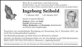 Traueranzeige Ingeborg Seibold
