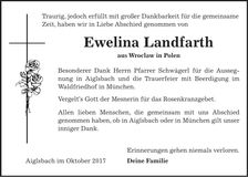Traueranzeige Ewelina Landfarth