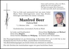 Traueranzeige Manfred Beer