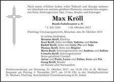 Traueranzeige Max Kröll
