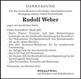 Traueranzeige Rudolf Weber