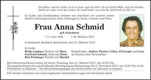 Traueranzeige Erna Schmid