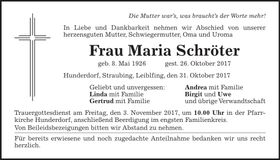 Traueranzeige Maria Schröter