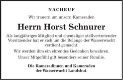 Traueranzeige Horst Schnurer