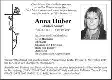 Traueranzeige Anna Huber